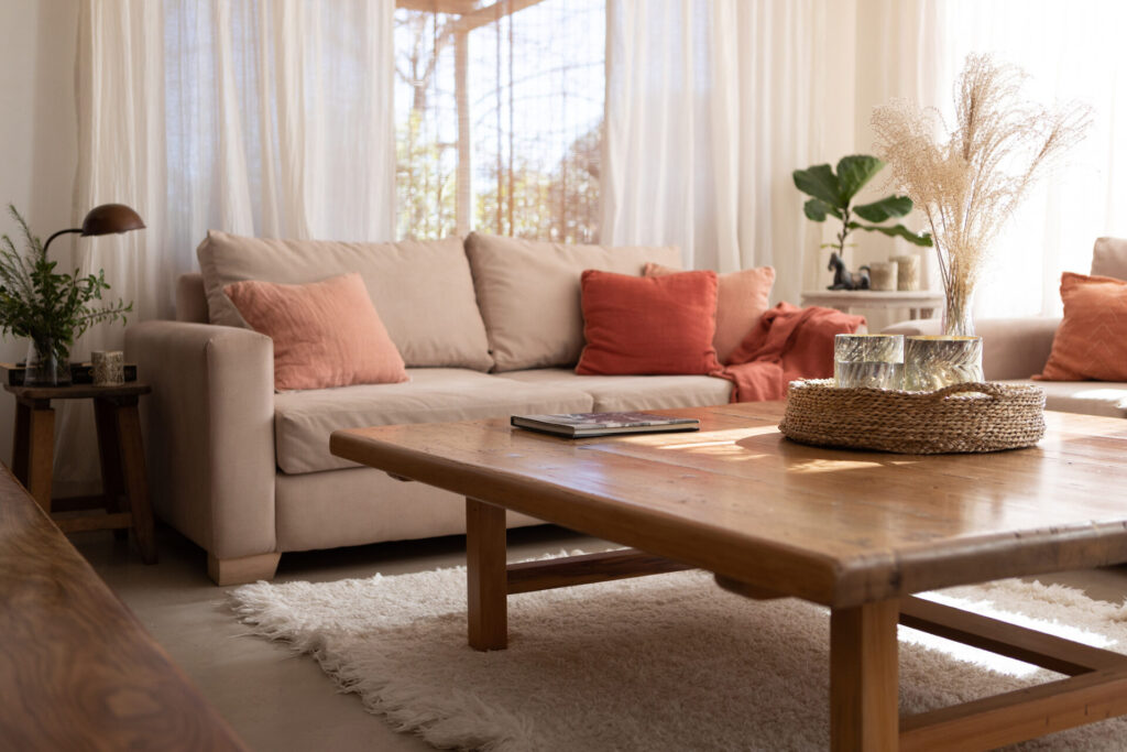 living room in pastel colours